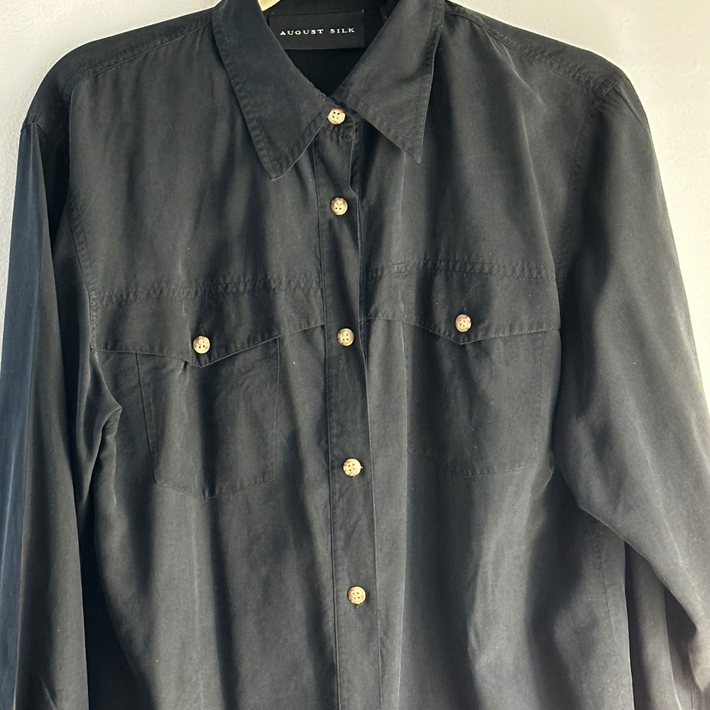 Long sleeve black silk shirt